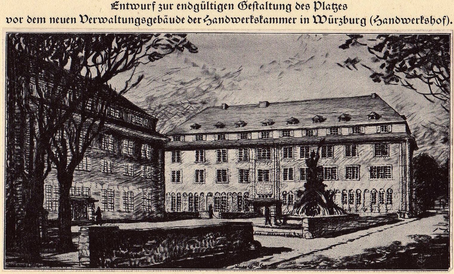 Entwurf des Verwaltungsgebäudes 1925, gezeichnet