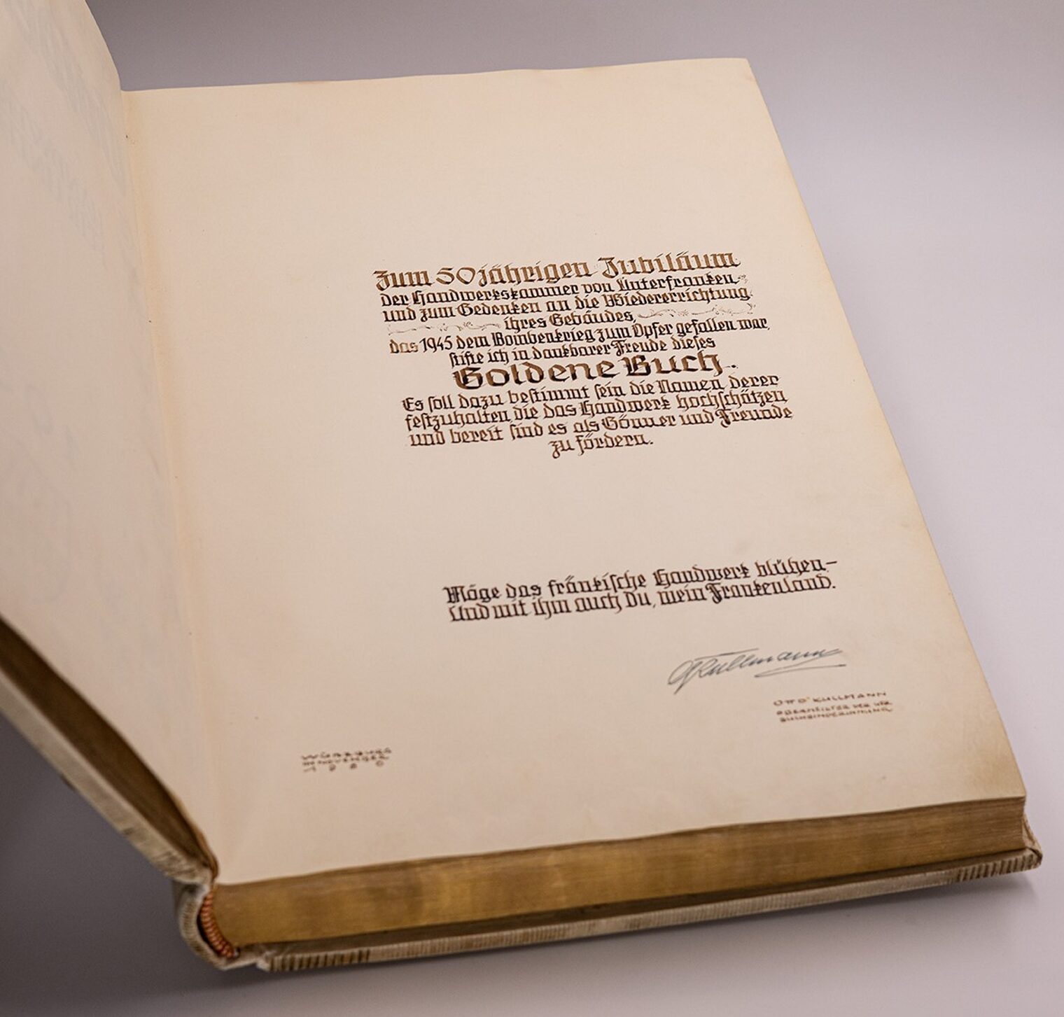 Eintrag in das goldene Buch der Handwerkskammer, Widmung Otto Kullmann