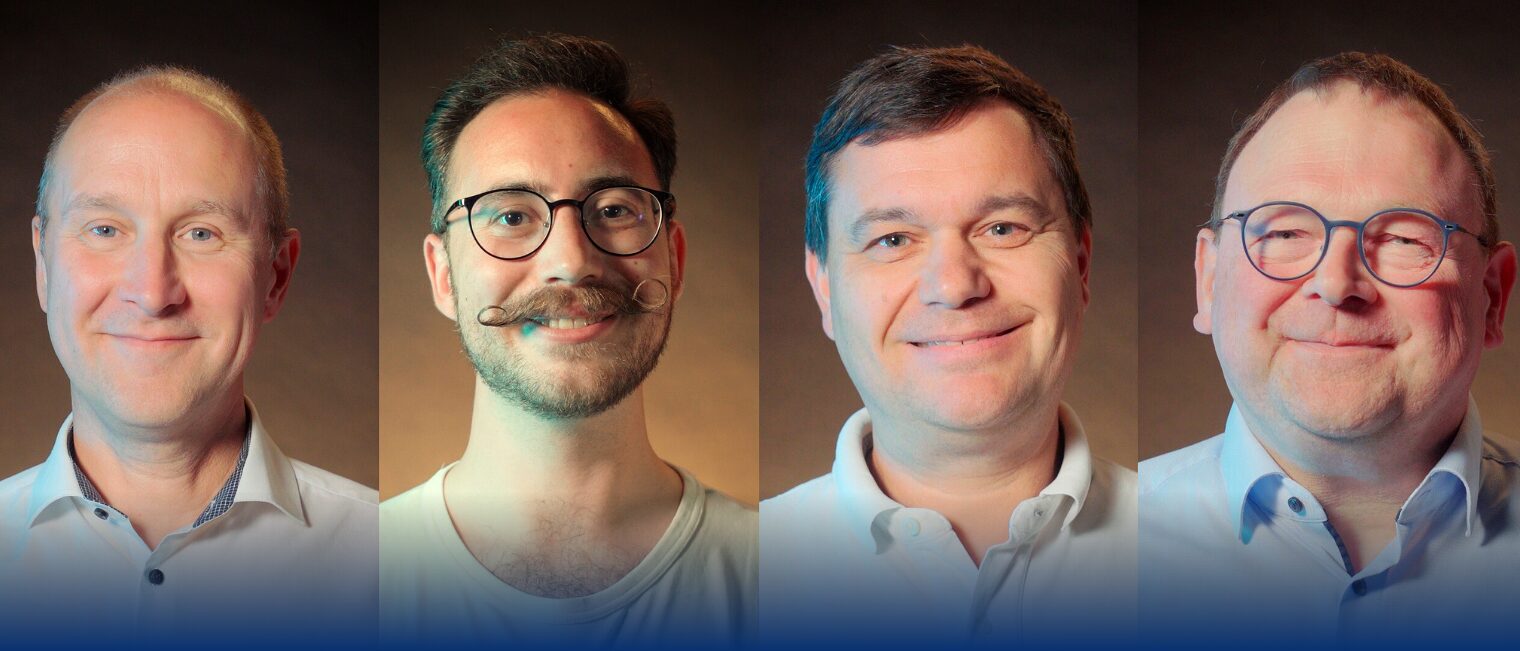Collage mit Porträtfotos von vier Unternehmensberatern der Handwerkskammer für Unterfranken 