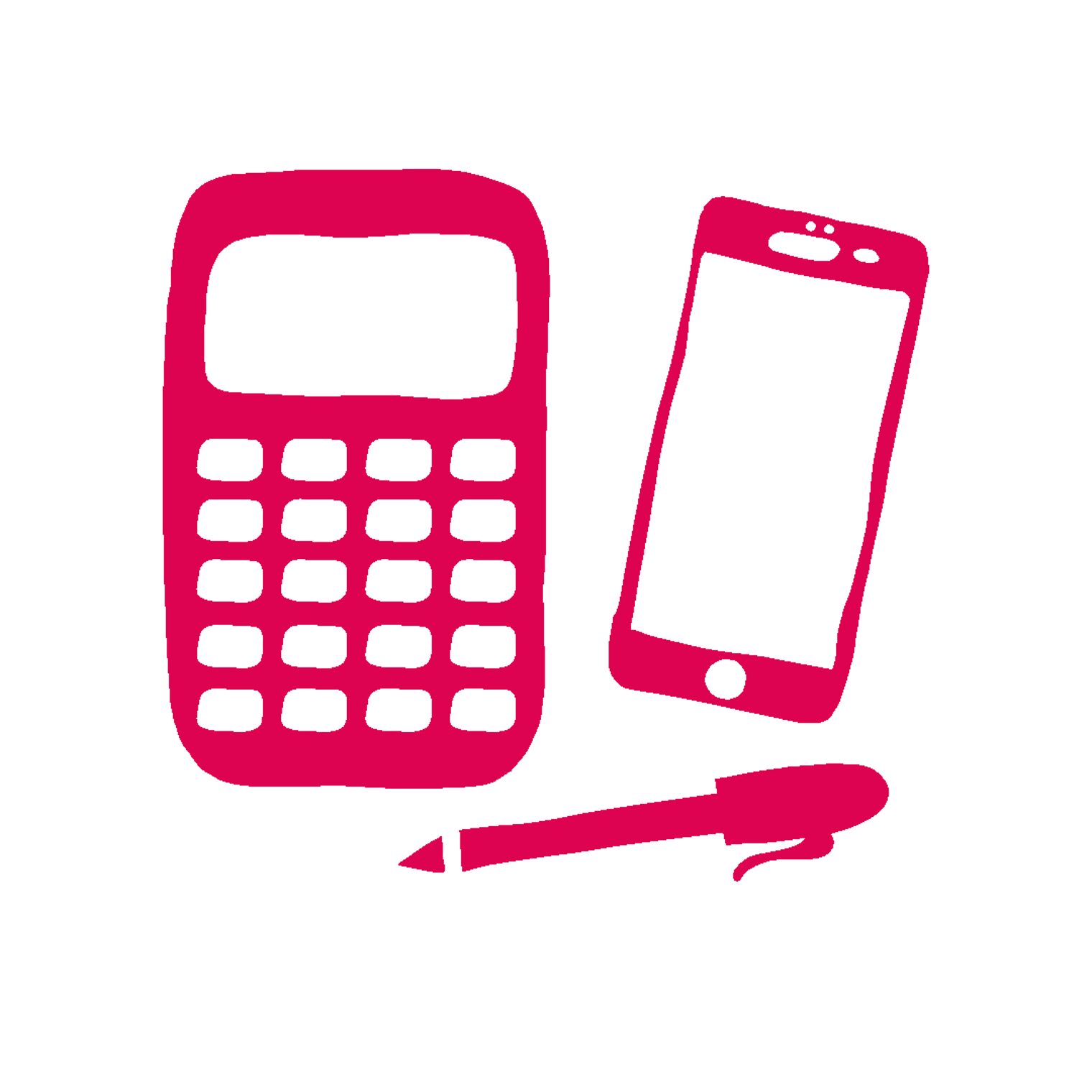 Icon Kaufmann/Kauffrau für Büromanagement Rechner Handy Kuli