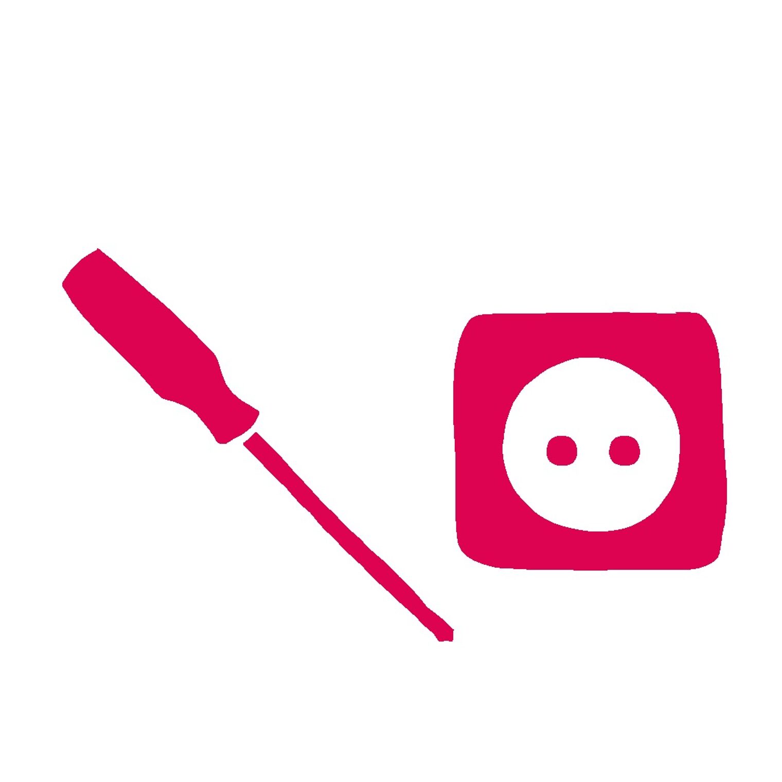Pinke Grafik: Schraubenzieher und Steckdose