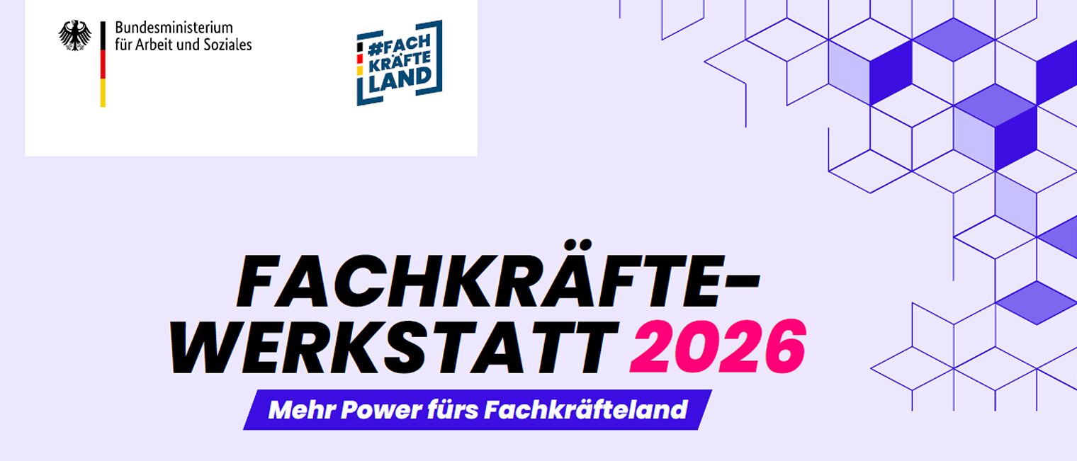 Name der Veranstaltung im grafischen Design mit Logo Bundesministerium für Arbeit und Soziales